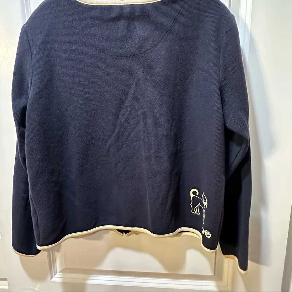 Christopher & Banks Navy Blue Cat Sweater Embroidered Unique Size M - Picture 5 of 5